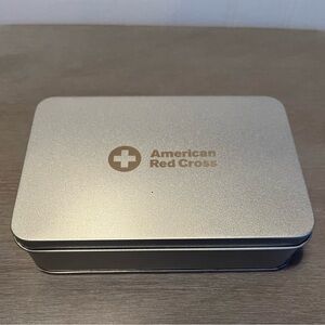 American Red Cross Silver Tin Box With Flaslight NEW